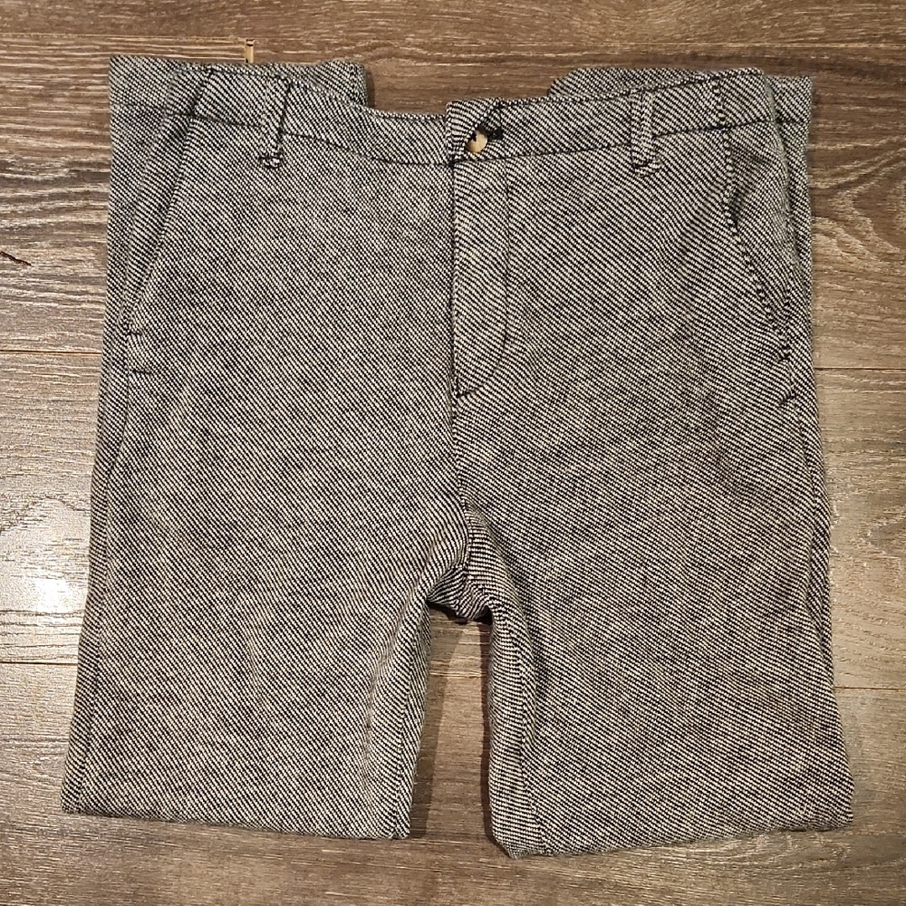 Anthropologie Black & White Cropped Herringbone Pants
